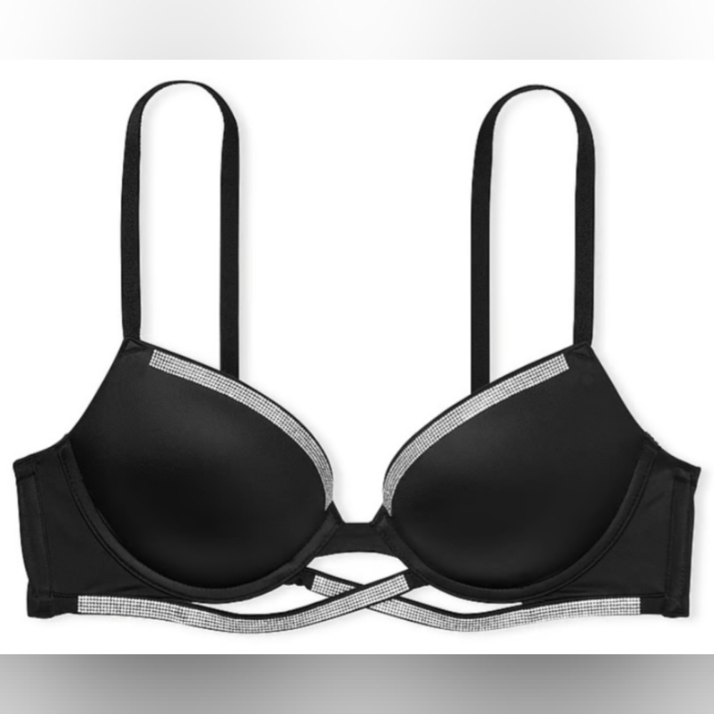 42C Victoria's Secret Shine Strap Cradle PushUp Bra Black